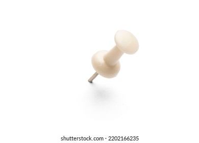 White Pushpin On White Background With Shadow