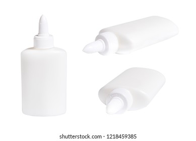 White Pva Glue Bottle, Isolated