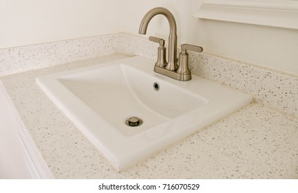 White Quartz Counter And Sink