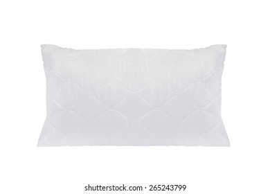 White Quilted Pillow On Isolated White Background