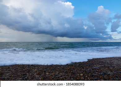 White Rain Cloud Over The East Sea On The Beach Of Denmark, Klitmoller (cold Hawaii)