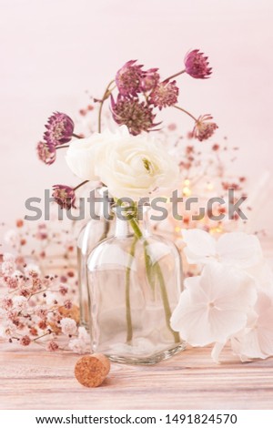 Image, Stock Photo Green cosmetics and spa with flowers