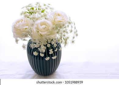 White Ranunculus And Laceflower