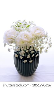 White Ranunculus And Laceflower