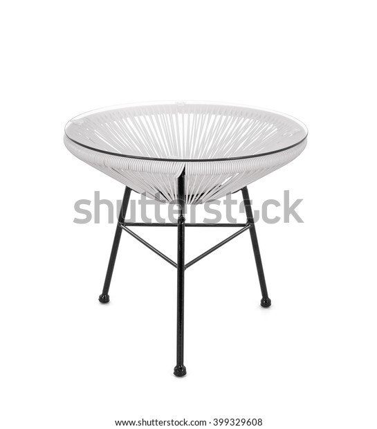 White Rattan Coffee Table On White Stock Photo Edit Now 399329608