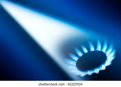 white ray & gas flame on blue background