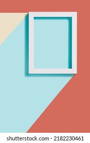White rectangle frame on a colorful pastel background. Geometric minimal template. - Shutterstock ID 2182230461