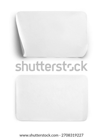White rectangle sticker isolated on white background with clipping path