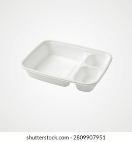 White rectangular compartmentalized food container