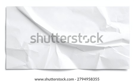White rectangular paper, crumpled and creased, with shadows and a crisp, clean aesthetic