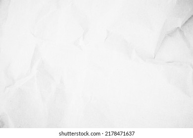 White Recycled Craft Paper Texture Background. Abstract Gray Material Old Vintage Page Crumpled For Grunge Vignette Of Newspaper Sheet. Pattern Surface Rough Parchment Crease With Copy Space For Text.