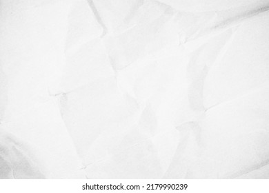 White Recycled Craft Paper Texture Background. Abstract Gray Material Old Vintage Page Crumpled For Grunge Vignette Of Newspaper Sheet. Pattern Surface Rough Parchment Crease With Copy Space For Text.