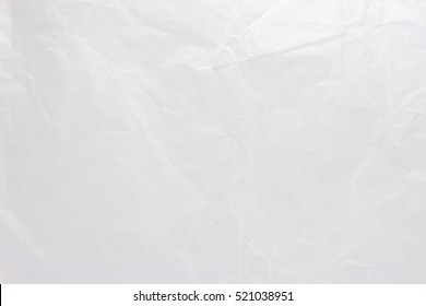 White Recycled Crumpled Paper Texture Background. Abstract Material Wrinkled Creased Texture Old Vintage Blank Page, Grunge Of Newspaper Sheet. Pattern Rough Parchment Crease With Copy Space For Text.