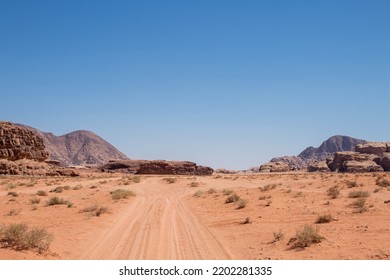 White And Red Desert In Wadi Rum, Jordan. Lanscape