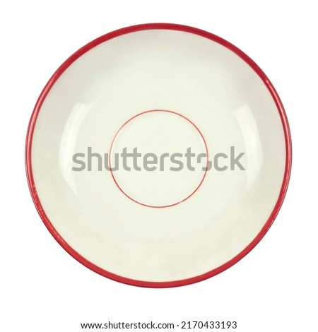 White red empty saucer isolated on white background. Top view
