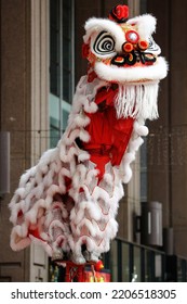 White Red Lion Dance High Pole Jump 1