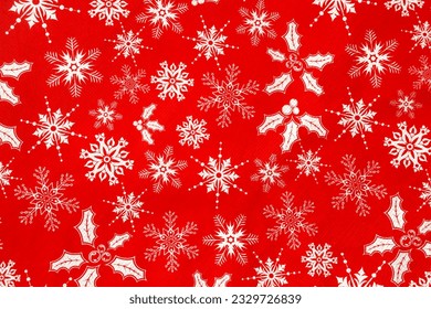 White and red seamless snowflake texture  Christmas design for greeting card,merry xmas,banner, wallpaper or background decor