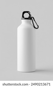 White reusable water bottle mockup.