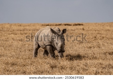 White Rhinoceros Ceratotherium simum Square-lipped Rhinoceros at Khama Rhino Sanctuary Kenya Africa.