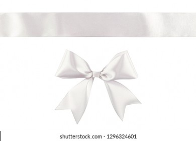 White Ribbon Bow Isolated On White Background