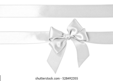 White Ribbon And Bow Isolated On The White Background