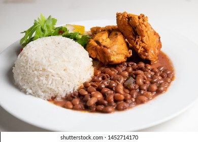 White Rice With Beans And Pork And Green Salad