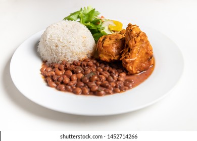 White Rice With Beans And Pork And Green Salad