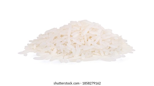 White Rice, Natural Long Rice On White Background.