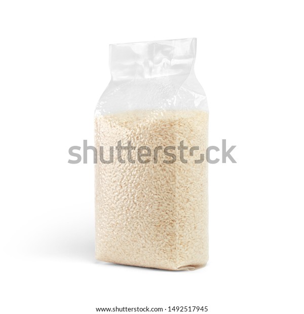 Download White Rice Transparent Plastic Bag Isolated Stock Photo (Edit Now) 1492517945
