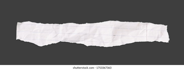 White ripped note, notebook paper stuck with sticky tape on black background.