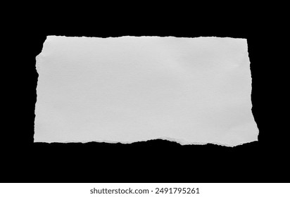 White ripped paper torn edges strips isolated on black background