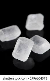 White Rock Candy Sugar Isolated On Black Background