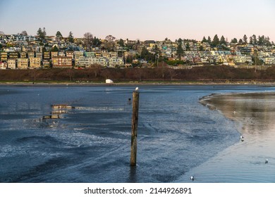 White Rock, Vancouver BC, Canada - Mar 11th, 2018: People are exploring White Rock seaside community and discover beaches.