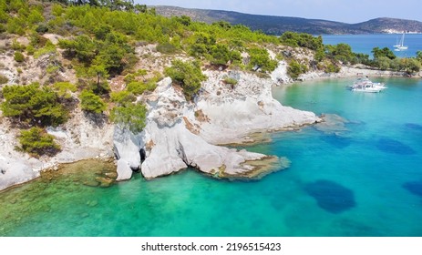 White Rocks Bay, Karaburun - İzmir - Turkey. Natural Cave In The Sea. Turkish Name; Beyaz Kayalar Koyu - Karaburun