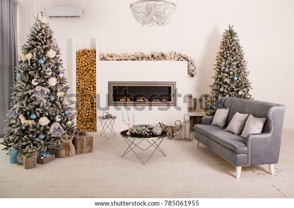 White Room Christmas Decorated Interior Beautiful Stock Photo (Edit Now) 785061955