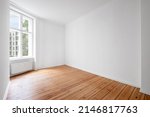 white  room in empty flat with window and wooden floor  