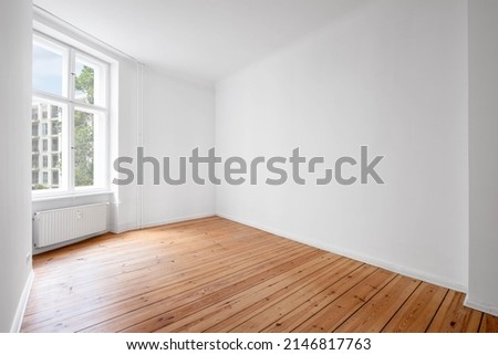 white  room in empty flat with window and wooden floor  
