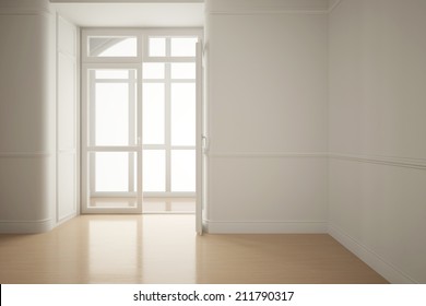 White Room In Old House With Bright Sunroom