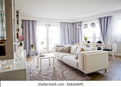 White room with sofa. Scandinavian interior design. - Shutterstock ID 636264695