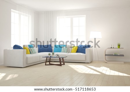 White Room Sofa Scandinavian Interior Design Stockfoto