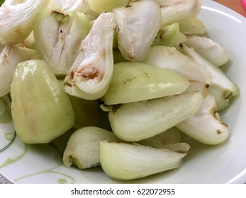 White Rose Apple Or Champoo Cuts In A Plate