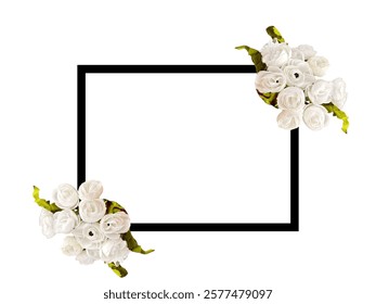 White rose flower border wedding invitation.