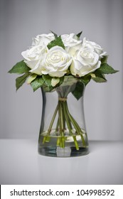 White Roses In Vase.