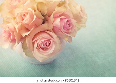 White Roses  In A Vase