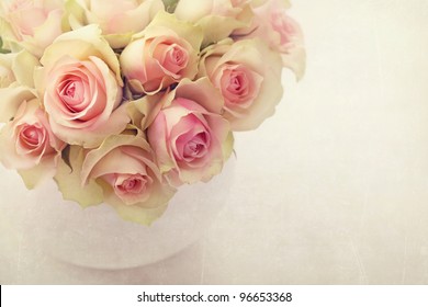 White Roses  In A Vase