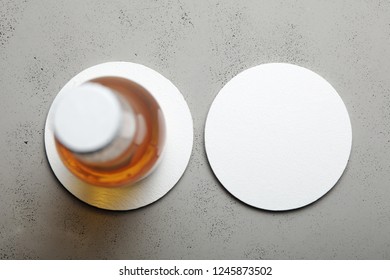 White Round Beer Coaster. Round Template Mockup.