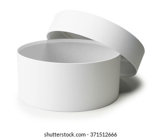 White Round Box Isolated On White Background.