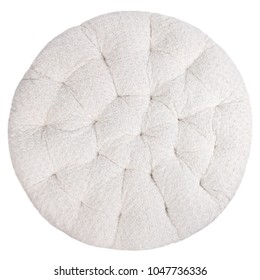 White Round Pillow On Isolated Background.