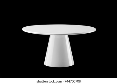 White Round Stand Cake Isolated On Black Background