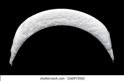 White Rounded Snow Cap Isolated on Black Background. Snowcap Collage Element.